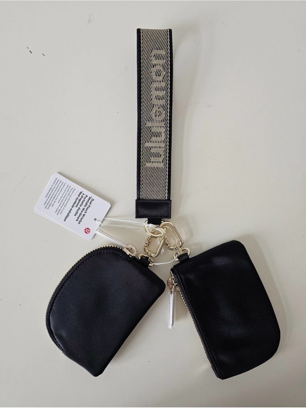 lululemon athletica Black Dual Zip Key & Card Pouch with Branded Wrist Strap - Picture 2 of 2